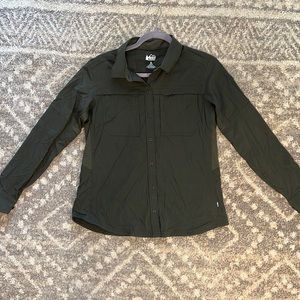 REI Co-op Sahara Button-Up Green Long-Sleeve Shirt Size Medium